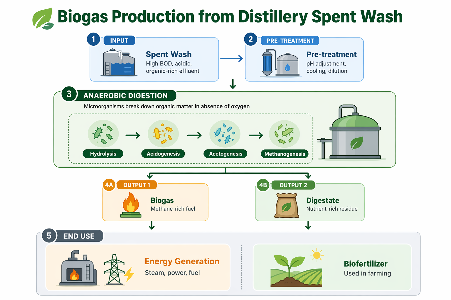 Producing biogas from distillery spent wash